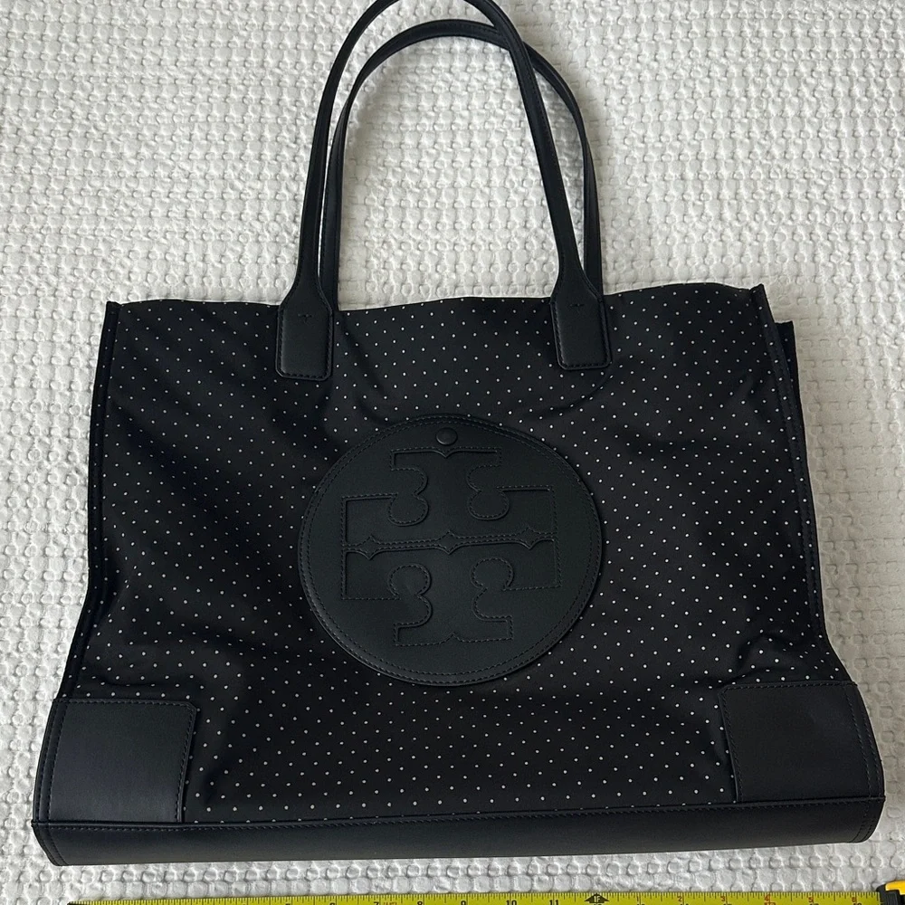 Tory Burch Black Polka Dot Tote - Picture 1 of 6